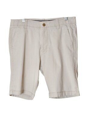 Iron Flex Mens 32" Chinos Khaki Shorts Flat-Front Flex Stretch Waist Athleisure